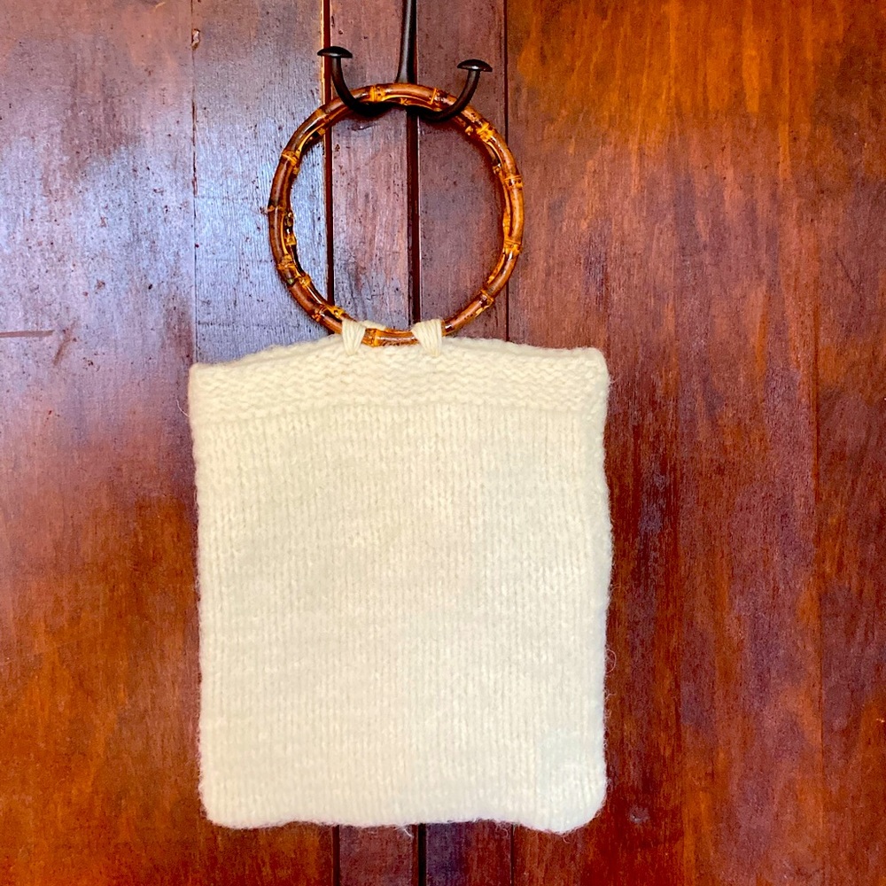 Knit / felted tote with wooden handles